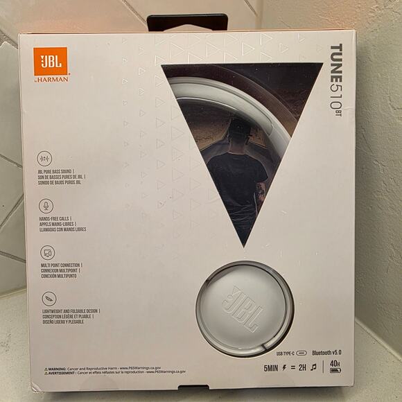 NEW JBL Tune 510BT Wireless Bluetooth On-Ear Headphones – White – 40H Battery - Picture 2 of 4